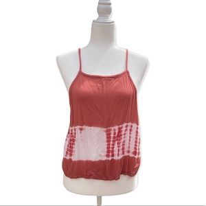Mossimo Supply Co Coral Tie Dye Braided Back Detail Crop Top Tank